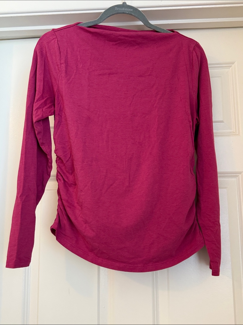 Long Sleeve Slit-Neck Ruched Top - Picture 3 of 5